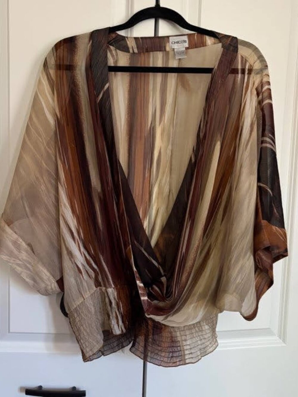 Chicos brown flowy v-neck top blouse - 1